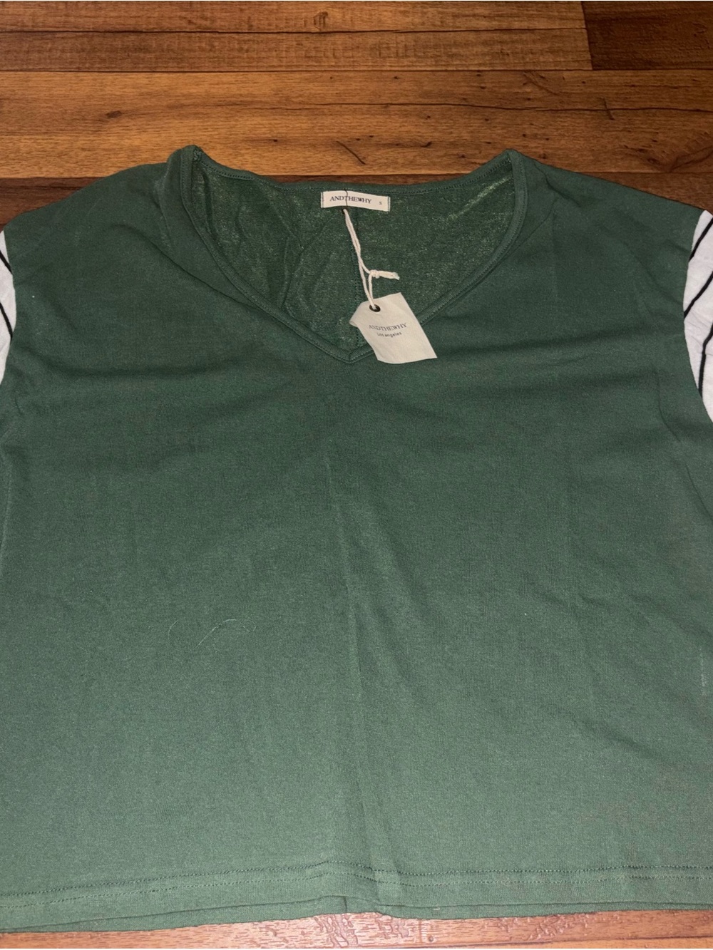 ANDTHEWHY Sage Green Colorblock Striped Long Sleeve Top